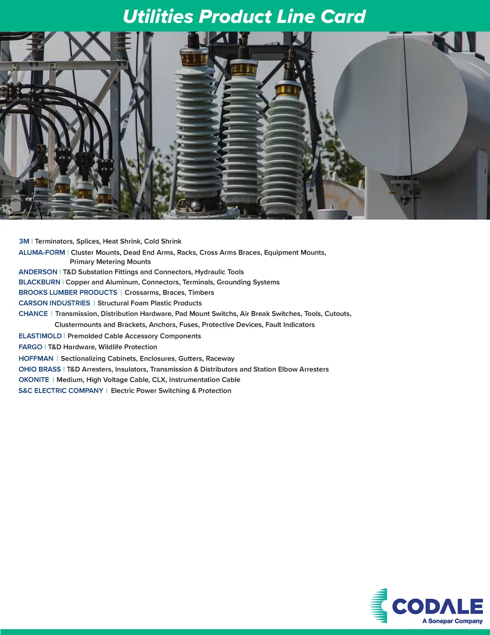 Codale Product Line Card